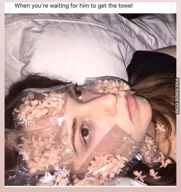 When You're Waiting for Him to Get the Towel Meme