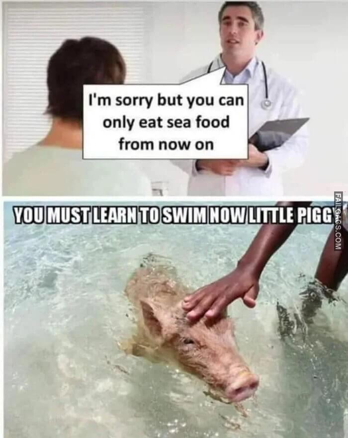 Salty Bacon Im Sorry but You Can Only Eat Sea Food From Now on Must Learn to Swim How Little Memes