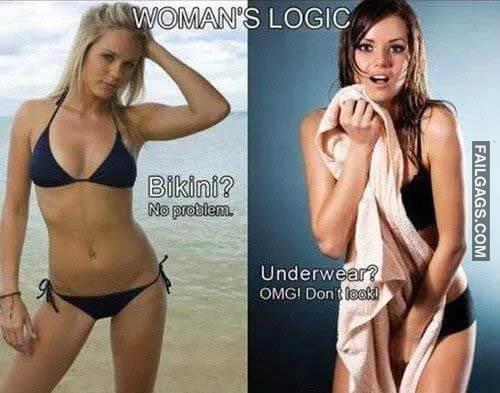 Womens Logic Bikini No Problem Underwear Omg Dont Look Memes