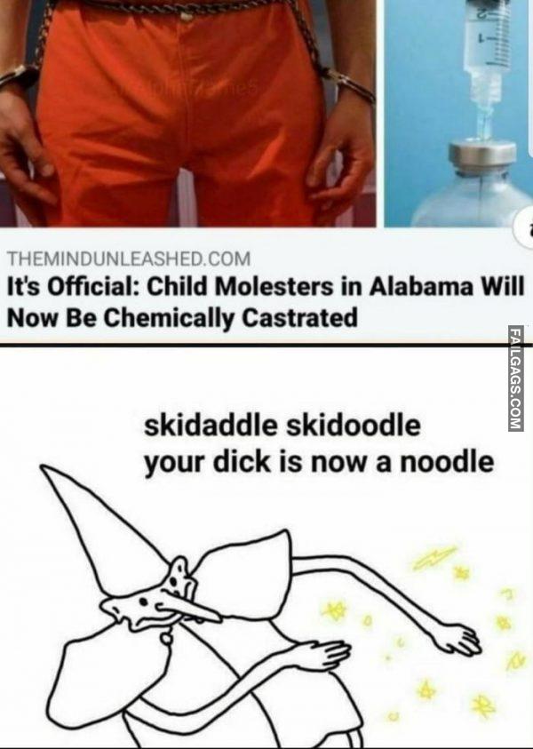 It's Official: Child Molesters in Alabama Will Now Be Chemically Castrated Skidaddle Skidoodle Your Dick is Now a Noodle Memes