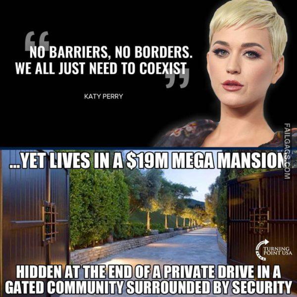 No Barriers, No Borders. We All Just Need to Coexist ...yet Lives in a $19m Mega Mansion Hidden at the End of a Private Drive in a Gated Community Surrounded by Security Memes