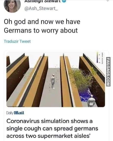 Oh God and Now We Have Germans to Worry About Coronavirus Simulation Shows a Single Cough Can Spread Germans Across Two Supermarket Aisles Memes