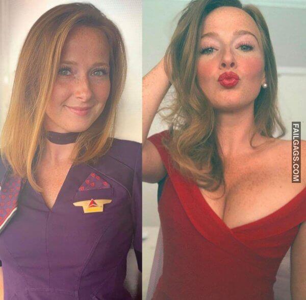 Sexy Flight Attendants with big boobs 11