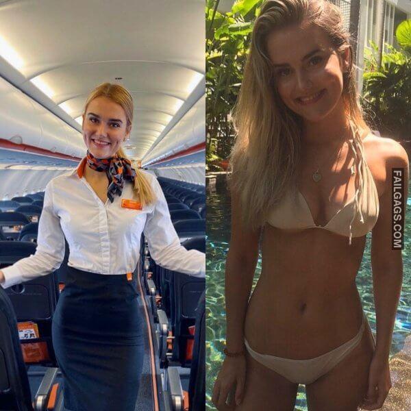 Sexy Flight Attendants with big boobs 14