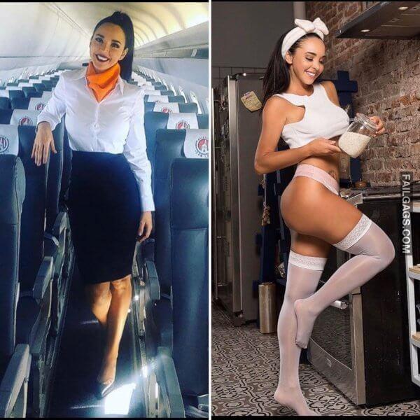 Sexy Flight Attendants with big boobs 15