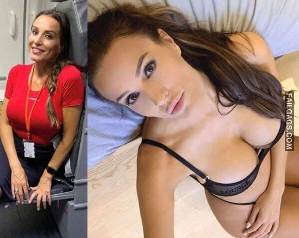 Sexy Flight Attendants with big boobs 6