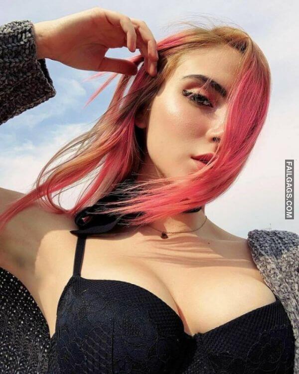 Hot Dyed Hair Girl Showing Big Boobs 8