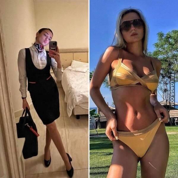 Hot Flight Attendants Showing Sexy Figure 14
