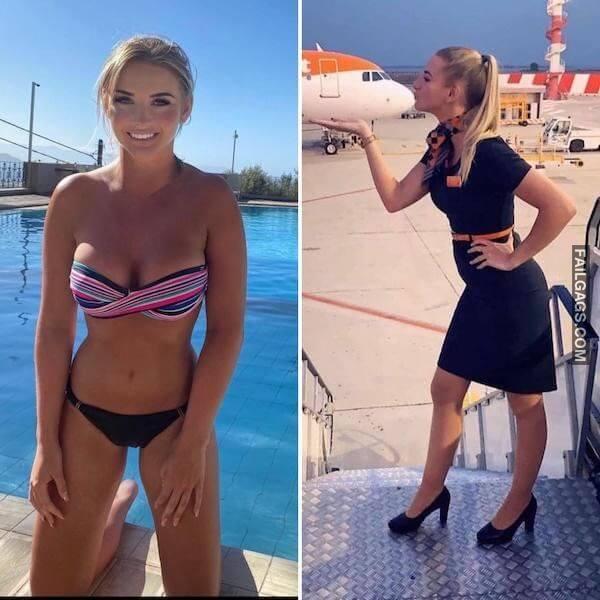 Hot Flight Attendants Showing Sexy Figure 8